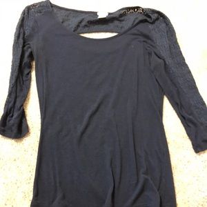 Navy blue, elbow sleeve length